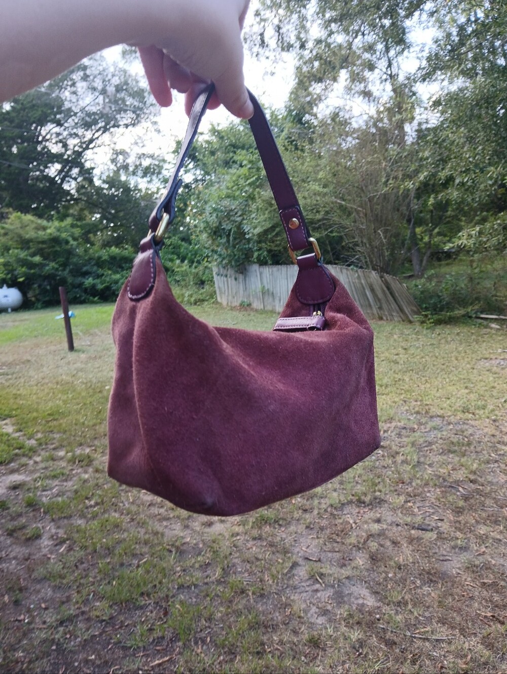 Coach small dusty rose/plum suede bag
